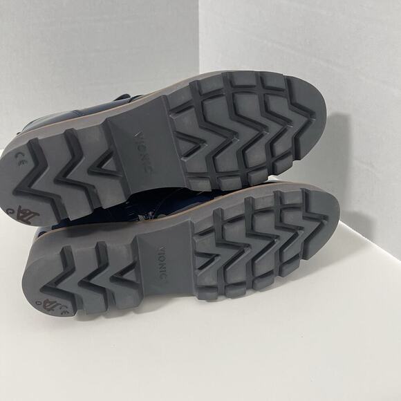 Vionic Lani Women's Patent Lace Up And Zip Boots Size 6 Navy Blue - Picture 11 of 12